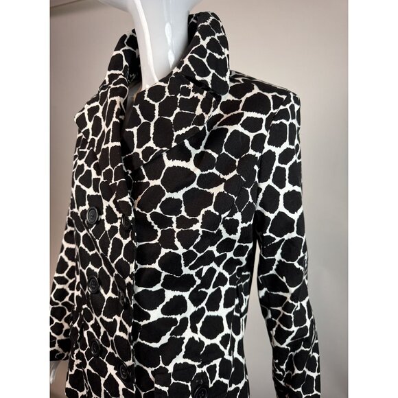 Vintage 90s Elementz Black & White Giraffe Print Double-Breasted Jacket Medium - Picture 7 of 16